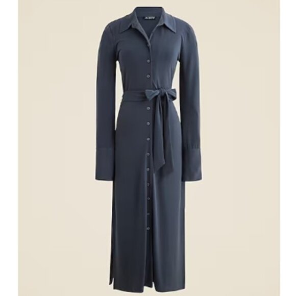 Midi shirt-dress in matte jersey - Picture 3 of 4